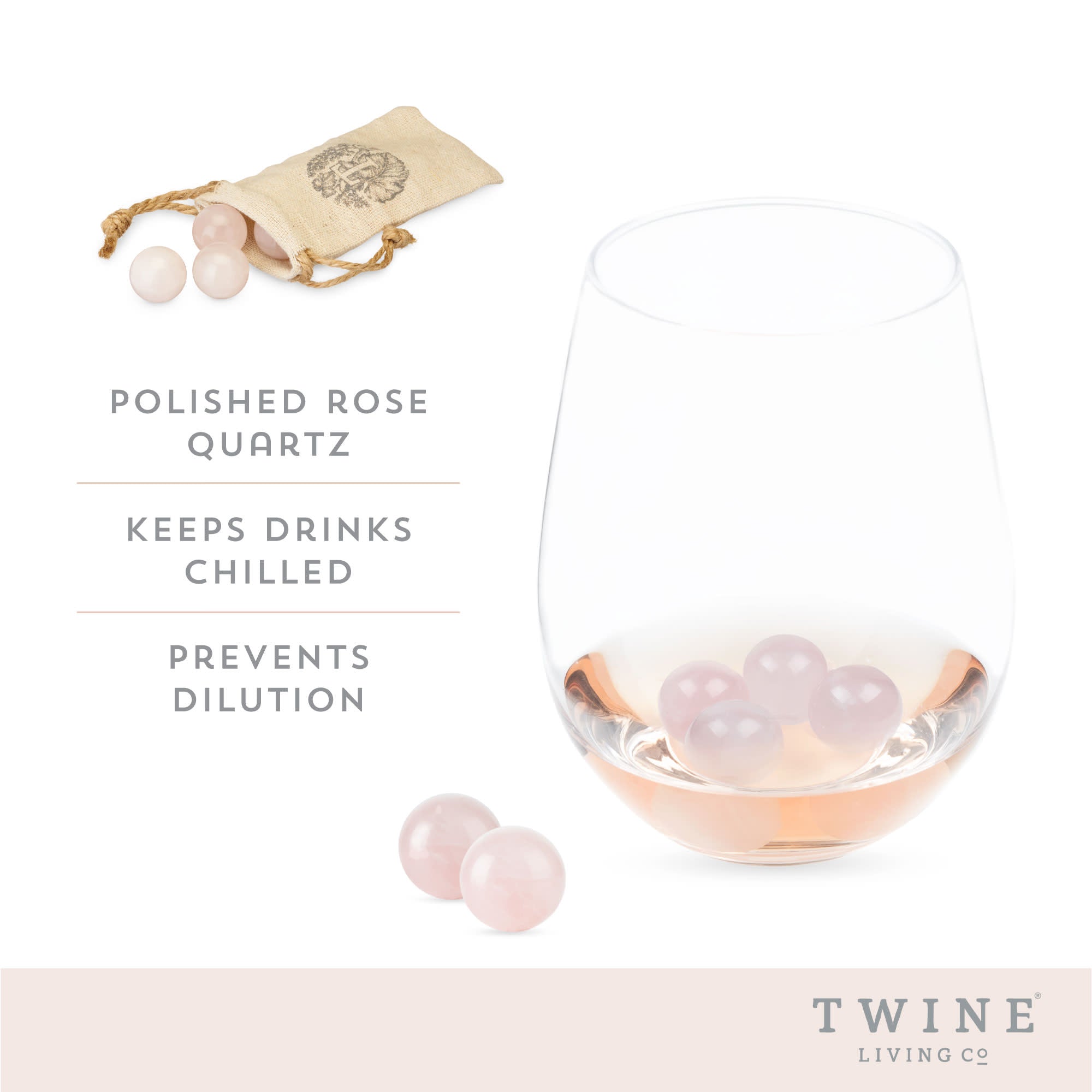 Rose Quartz Wine Gems Set of 6 by Twine?