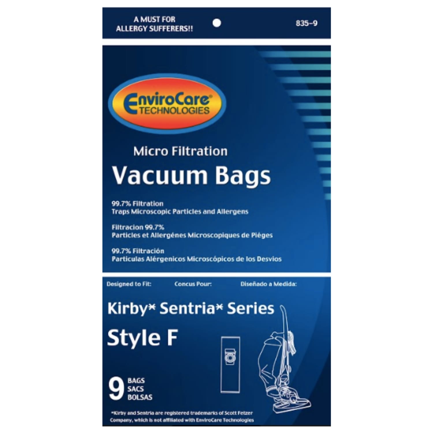 Kirby Sentria Series Style F Bags By EnviroCare (9 Pack)