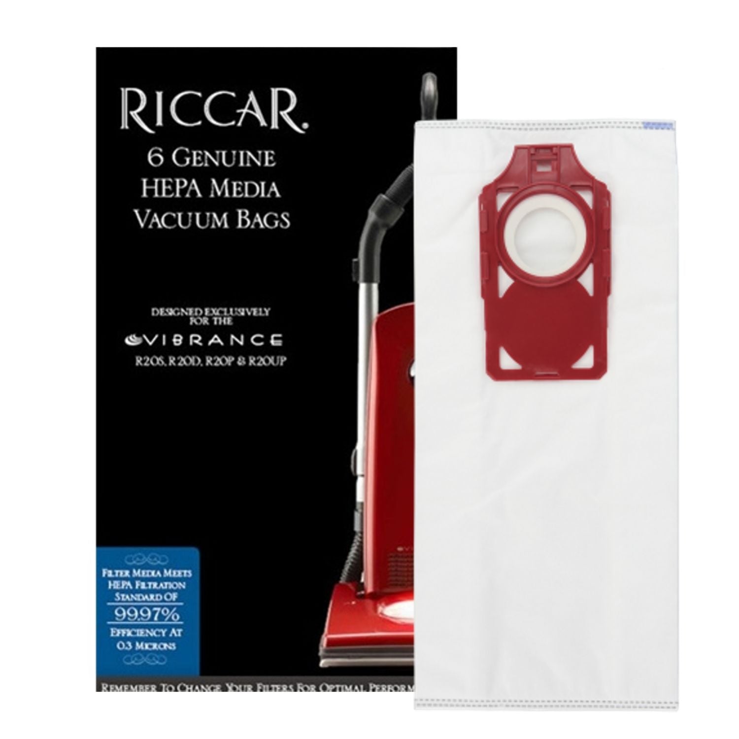 Riccar HEPA Media Vibrance R20 Bags (RMH-6.2) - 6 Pack