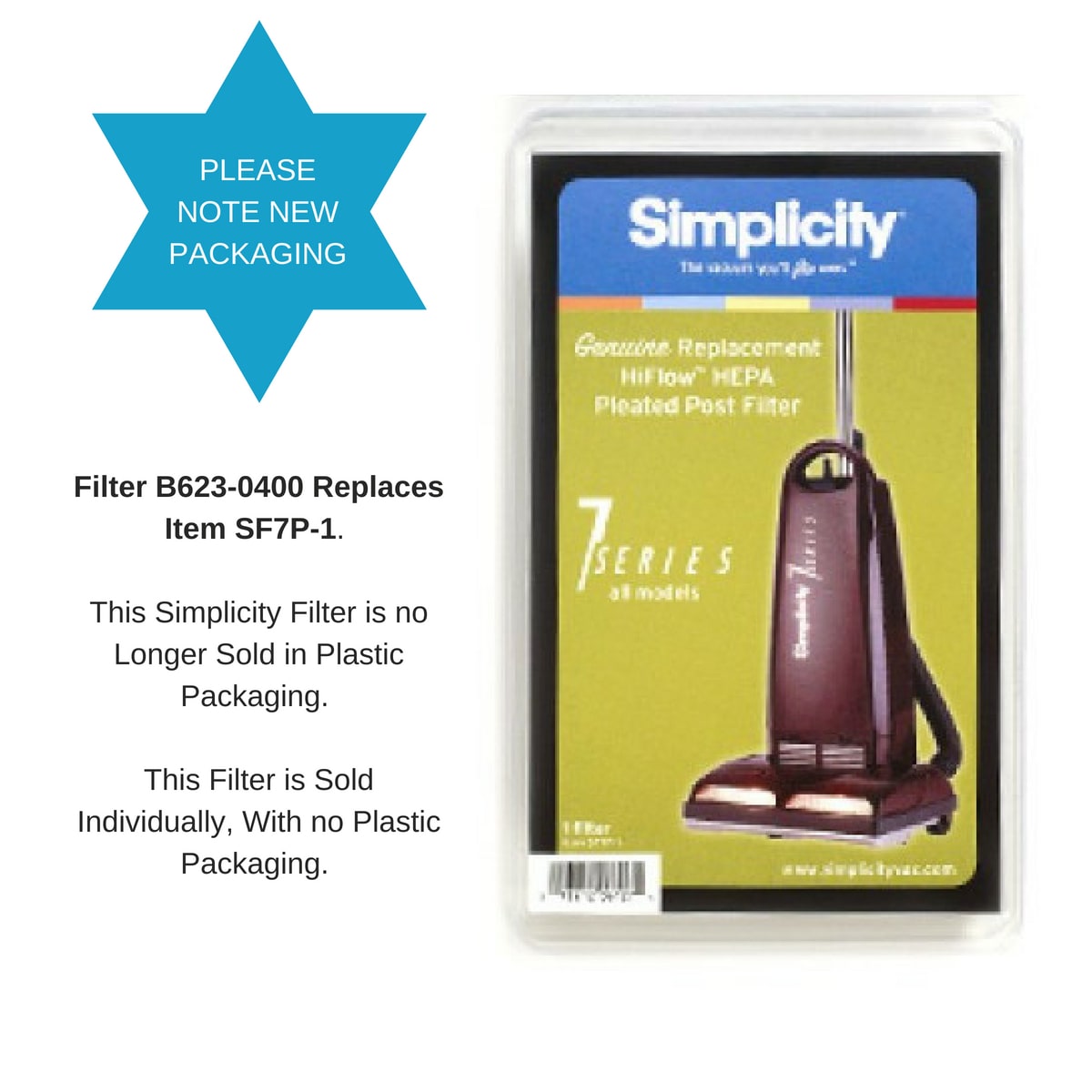 Simplicity B623-0400 HEPA Media Post Filter for 7 Series (SF7P-1)