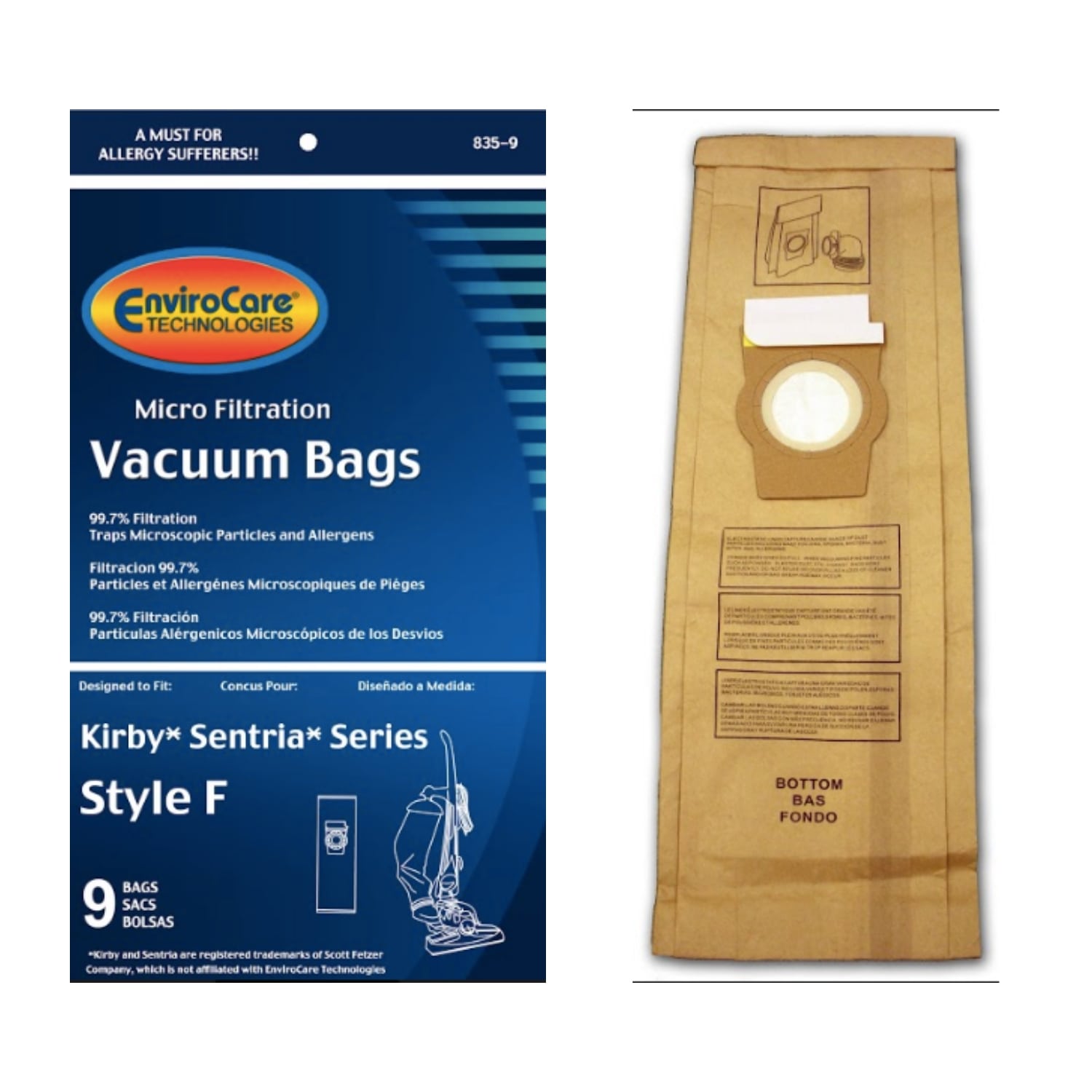 Kirby Sentria Series Style F Bags By EnviroCare (9 Pack)