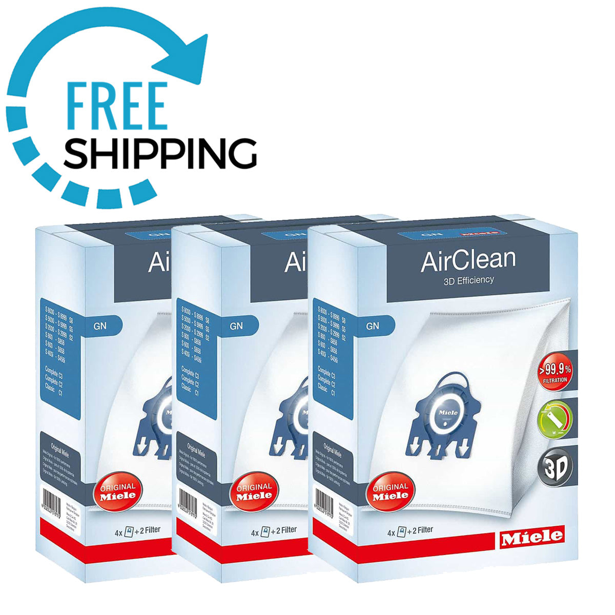 Miele GN AirClean 3D Vacuum Bags - 3 Boxes - 1 Year Supply