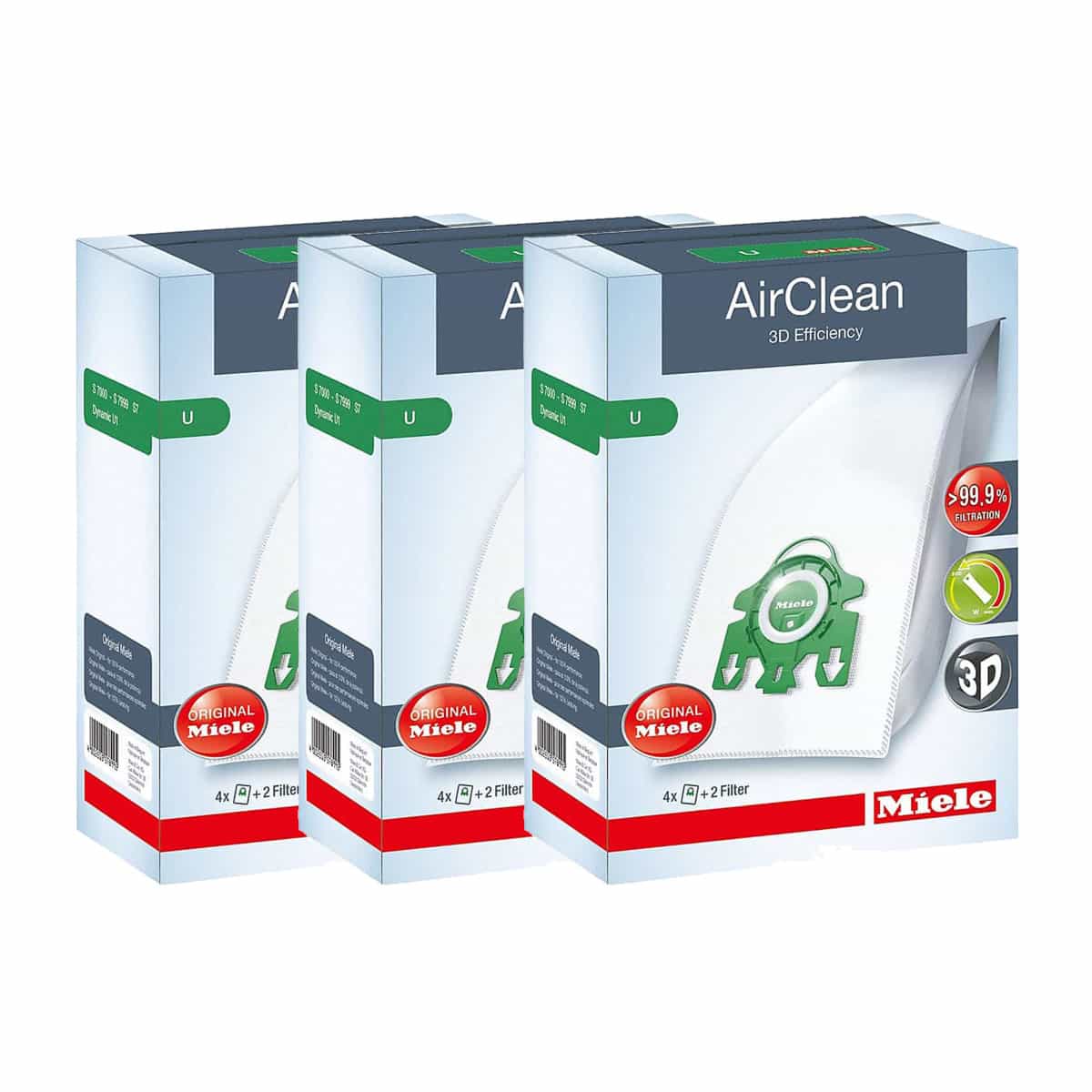 Miele U AirClean 3D Vacuum Bags - 3 Boxes - 1 Year Supply