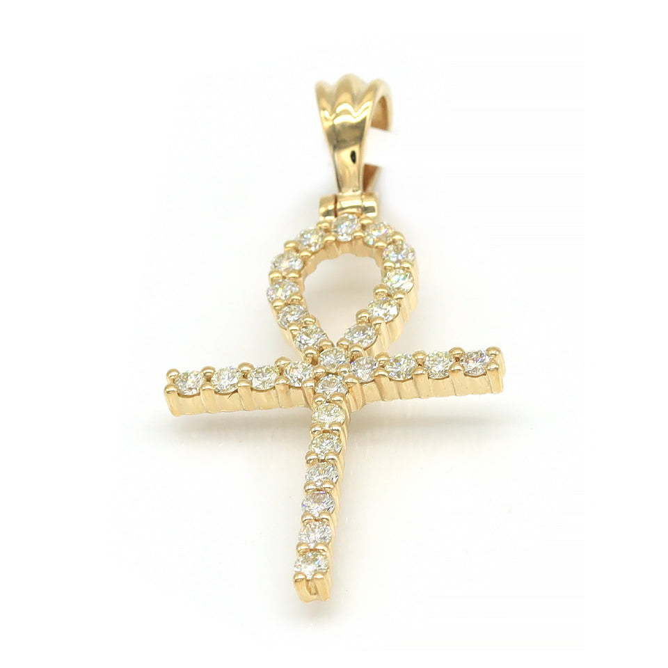 1 Carat F-VS Natural Round Diamond Cross Pendant Solid 14k Gold