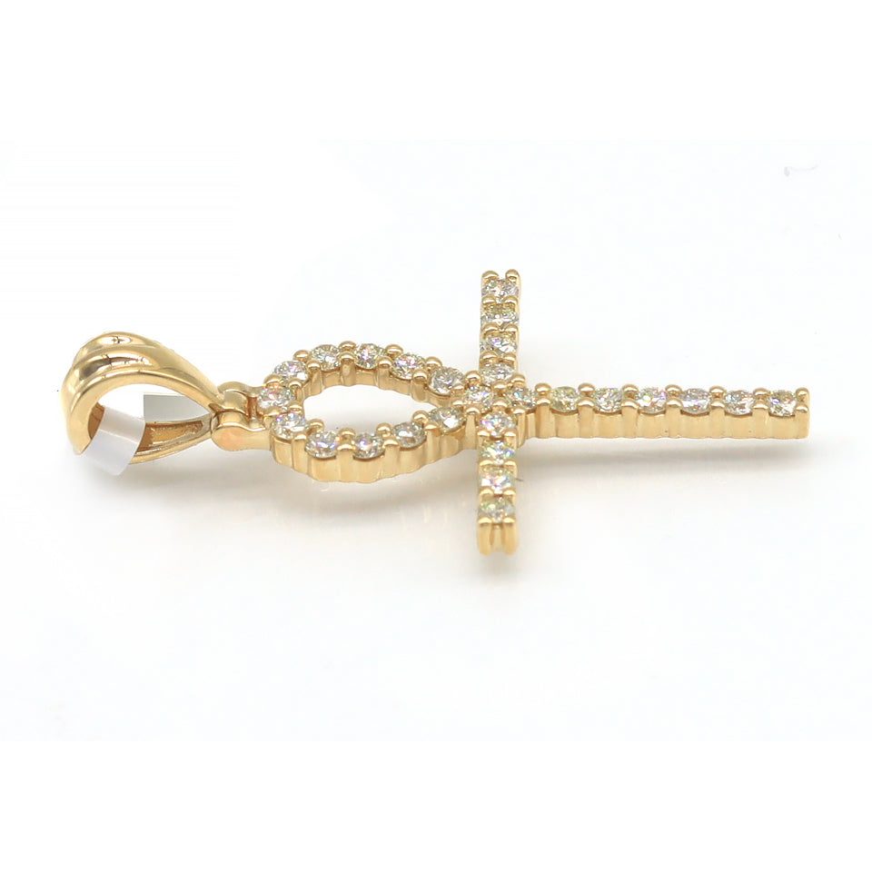 1 Carat F-VS Natural Round Diamond Cross Pendant Solid 14k Gold