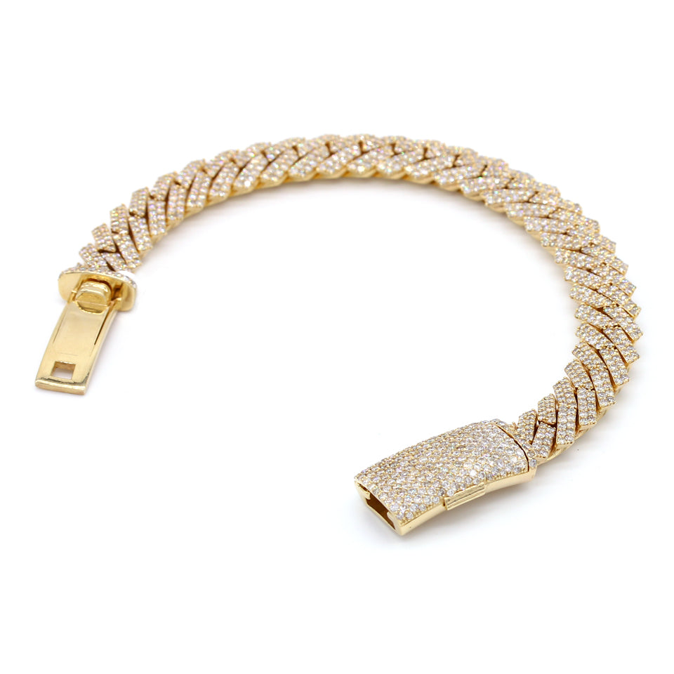 13.62 Carat F-VS Diamond Cuban Link Bracelet 90 Grams 14k Yellow Gold