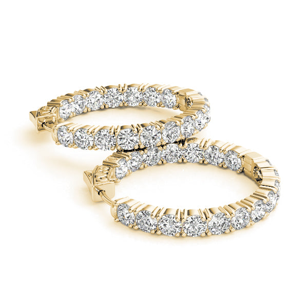 2.25 carat Round Diamond Oval Hoop earrings in and out set in 14K White Gold