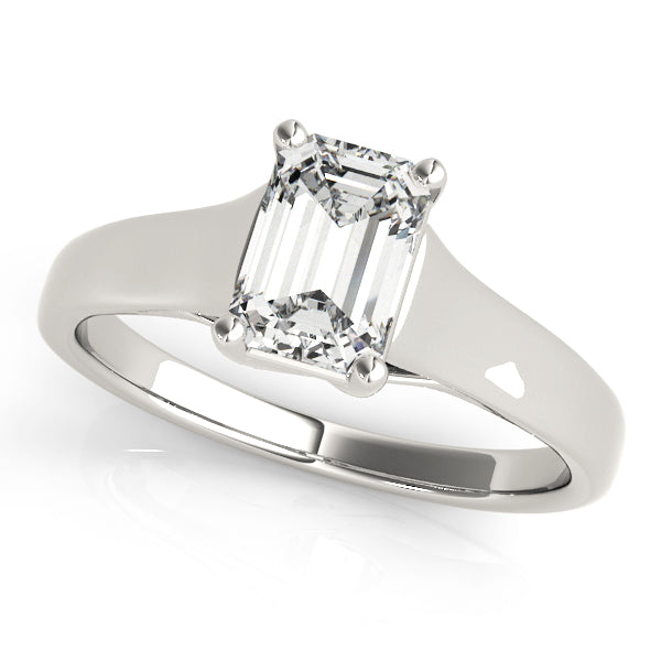 1 ct tw Emerald cut Diamond Solitaire Trellis Engagement Ring Setting In 14k White Gold