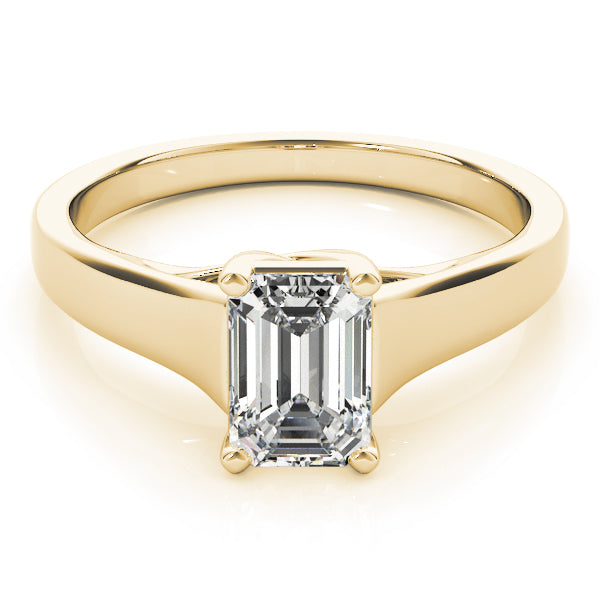 1 ct tw Emerald cut Diamond Solitaire Trellis Engagement Ring Setting In 14k White Gold