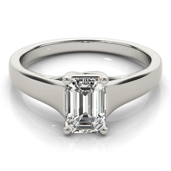 1 ct tw Emerald cut Diamond Solitaire Trellis Engagement Ring Setting In 14k White Gold