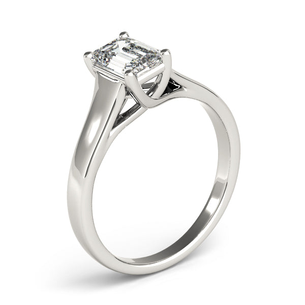 1 ct tw Emerald cut Diamond Solitaire Trellis Engagement Ring Setting In 14k White Gold