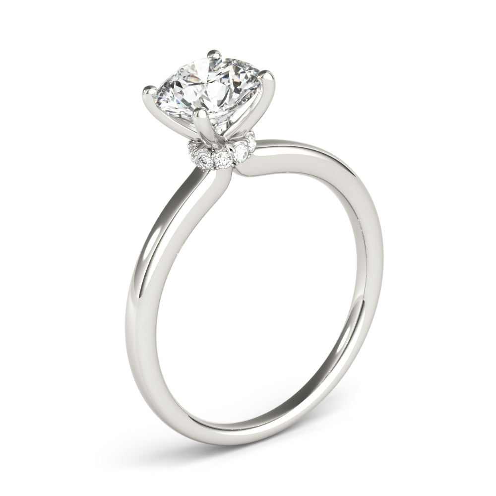 1.50 ct tw Round cut Diamond Solitaire Engagement Ring Setting  In 14k White Gold