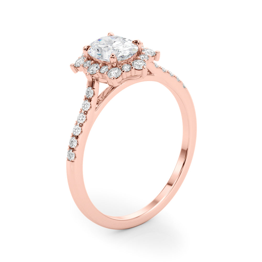 1.25ct Oval Cut Halo Enchanted Diamond Engagement Ring Setting (0.50ctw) In 14k Gold