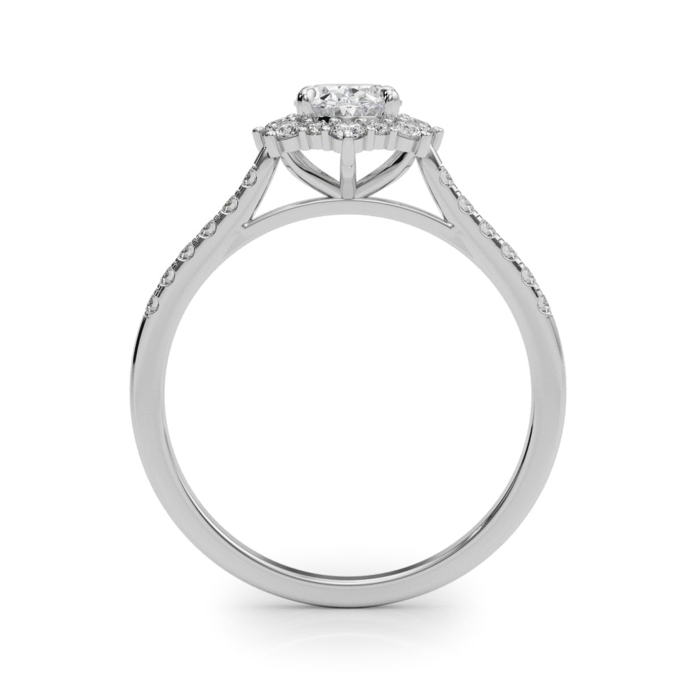 1.25ct Oval Cut Halo Enchanted Diamond Engagement Ring Setting (0.50ctw) In 14k Gold