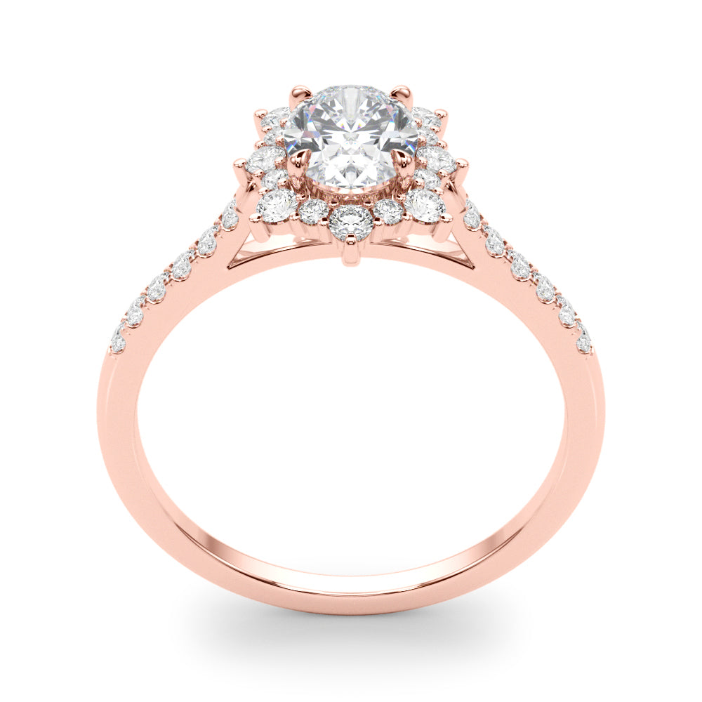 1.25ct Oval Cut Halo Enchanted Diamond Engagement Ring Setting (0.50ctw) In 14k Gold