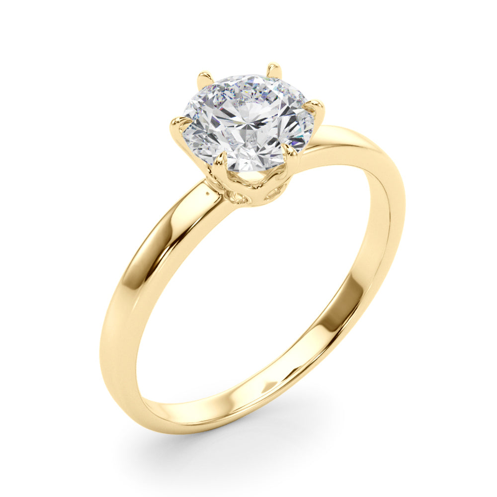 1.75ct Round cut 6-Prong Solitaire Trellis Diamond Engagement Ring Setting In 14k Gold