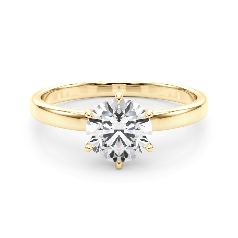 1.75ct Round cut 6-Prong Solitaire Trellis Diamond Engagement Ring Setting In 14k Gold