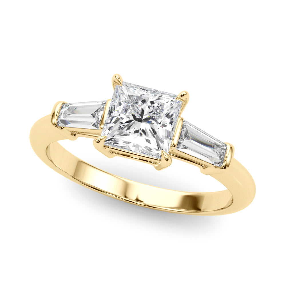 1.55ct Princess-cut Tapered Baguette Three Stone Diamond Engagement Ring Setting (0.50ctw) In 14k White Gold