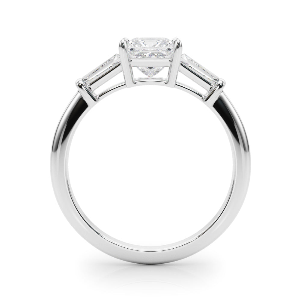 1.55ct Princess-cut Tapered Baguette Three Stone Diamond Engagement Ring Setting (0.50ctw) In 14k White Gold