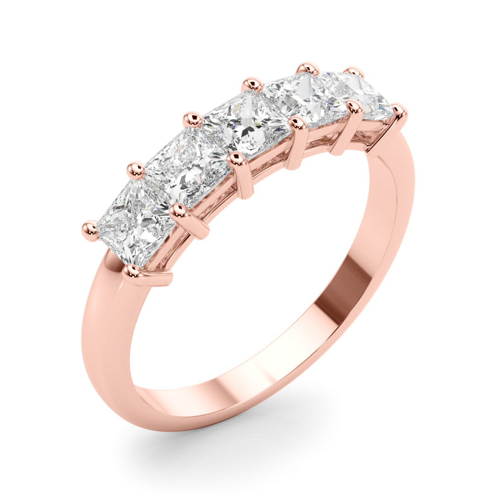 1.00 Ctw 5 Stone Princess-cut Diamond Wedding Band Anniversary Ring Set In 14k White Gold