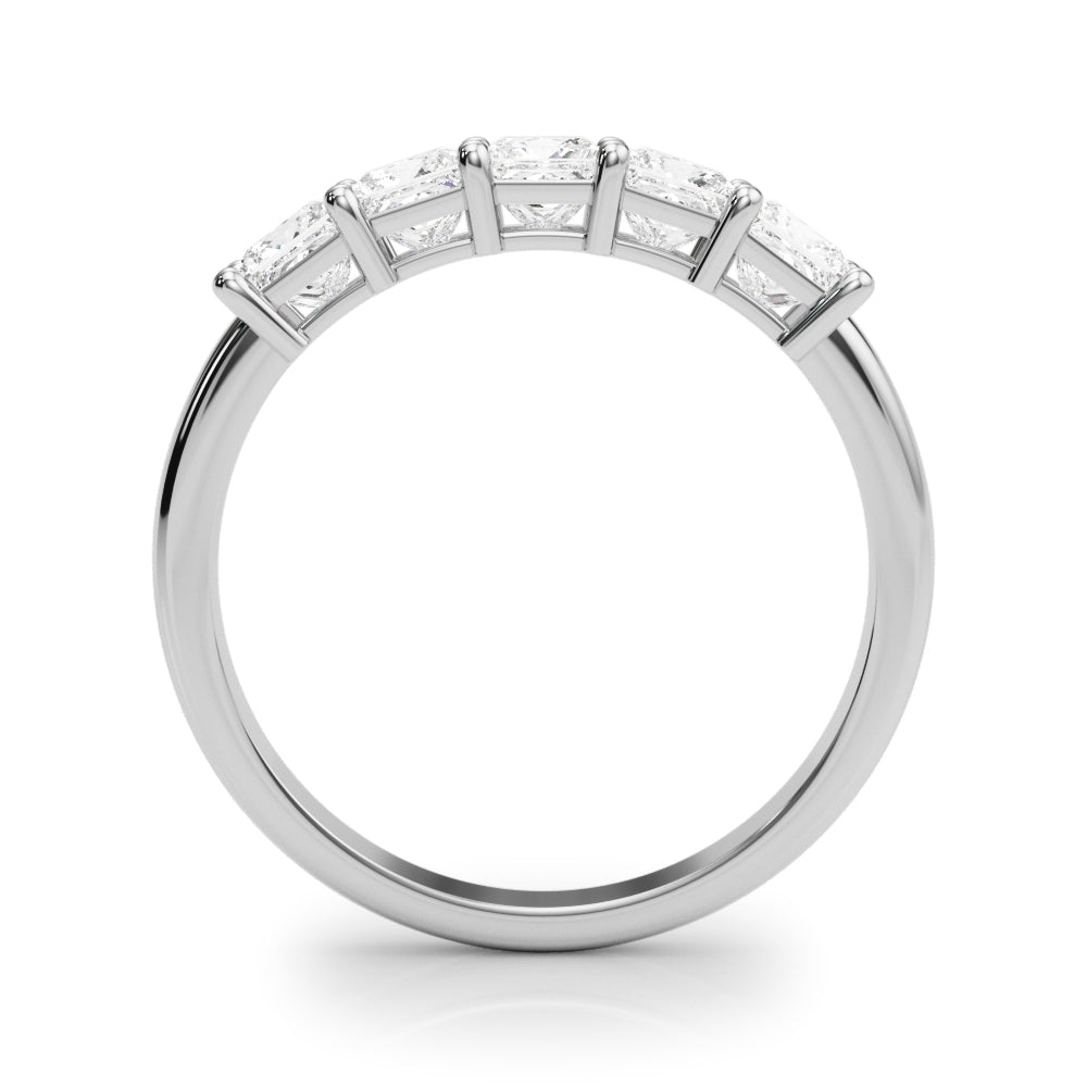 1.00 Ctw 5 Stone Princess-cut Diamond Wedding Band Anniversary Ring Set In 14k White Gold