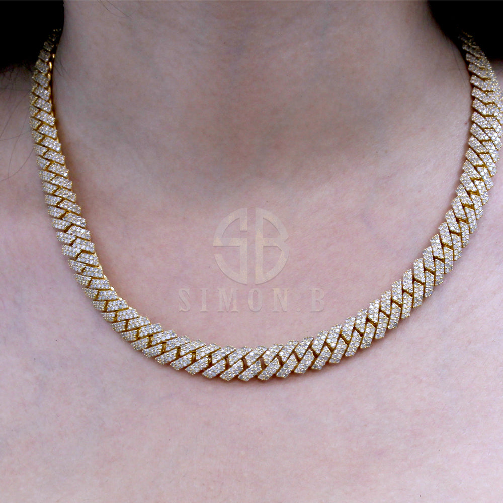 21 Carats F-VS Cuban Link Diamond Chain Necklace 116 Grams Solid 14k Gold