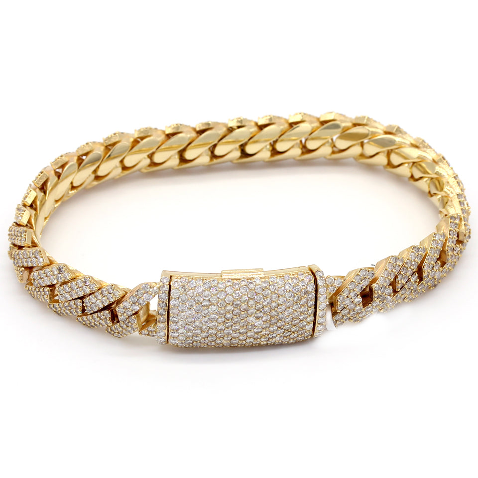 13.62 Carat F-VS Diamond Cuban Link Bracelet 90 Grams 14k Yellow Gold