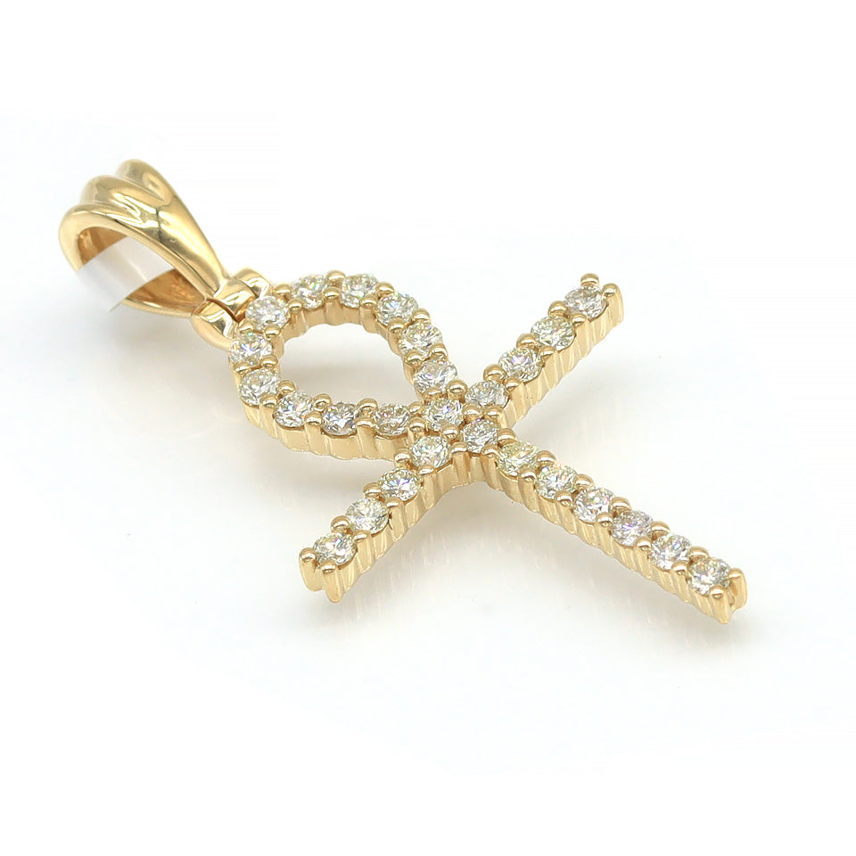 1 Carat F-VS Natural Round Diamond Cross Pendant Solid 14k Gold