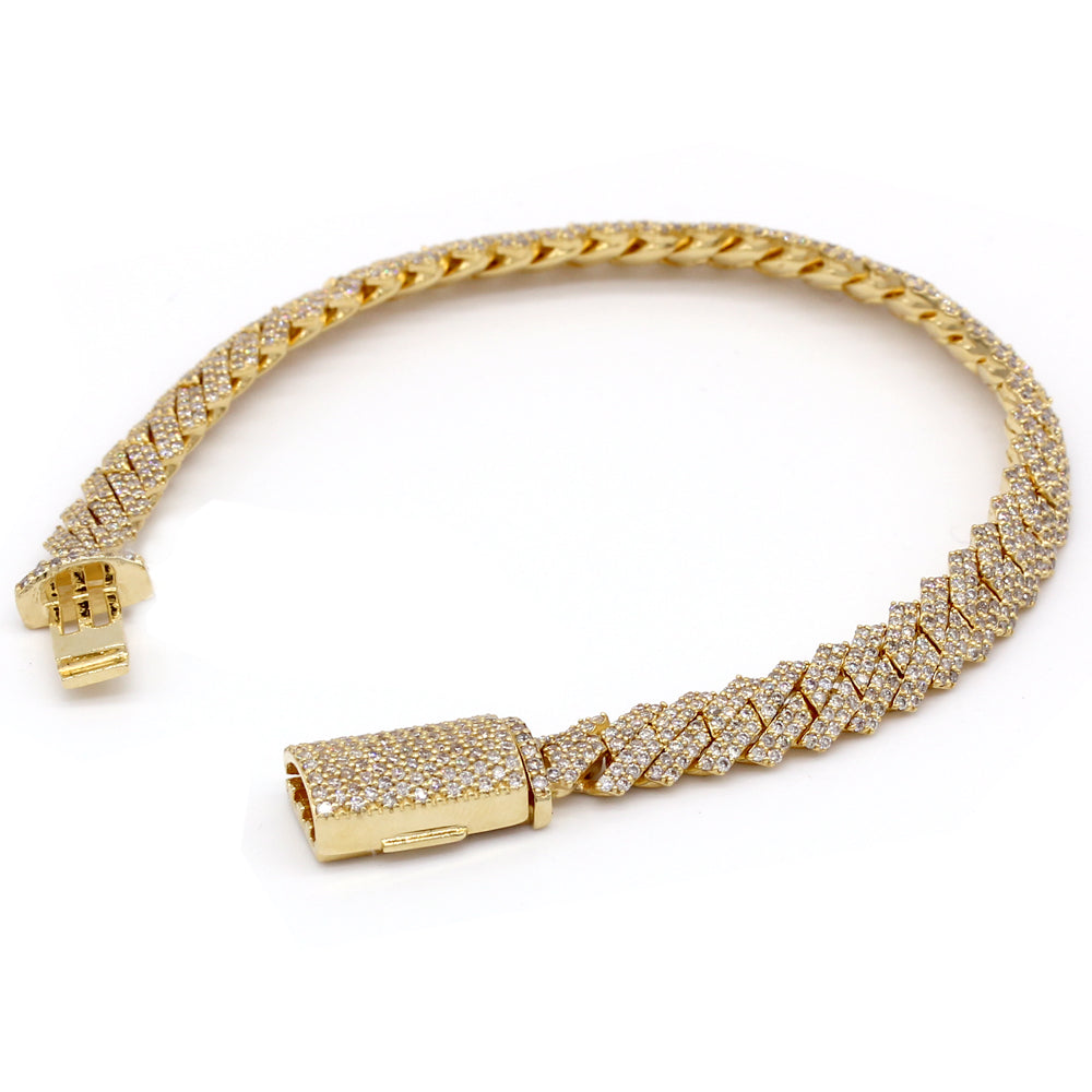 5.26 Carat F-VS Diamond Cuban Link Bracelet 31 Grams 14k Yellow Gold