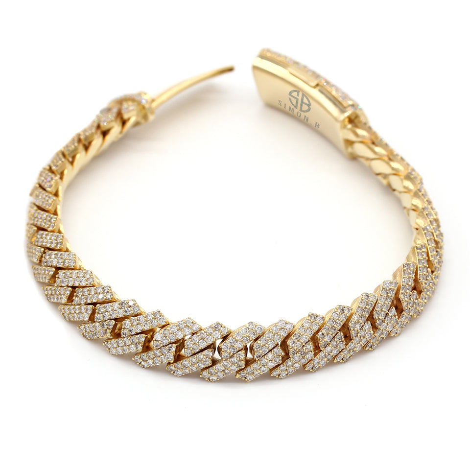 13.62 Carat F-VS Diamond Cuban Link Bracelet 90 Grams 14k Yellow Gold