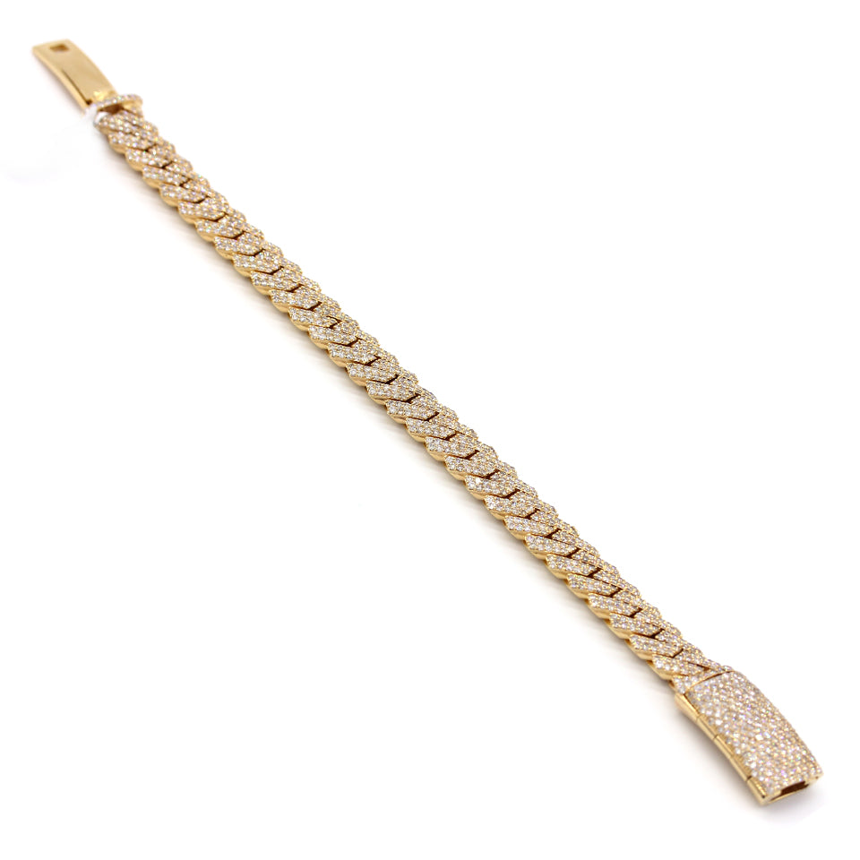 13.62 Carat F-VS Diamond Cuban Link Bracelet 90 Grams 14k Yellow Gold