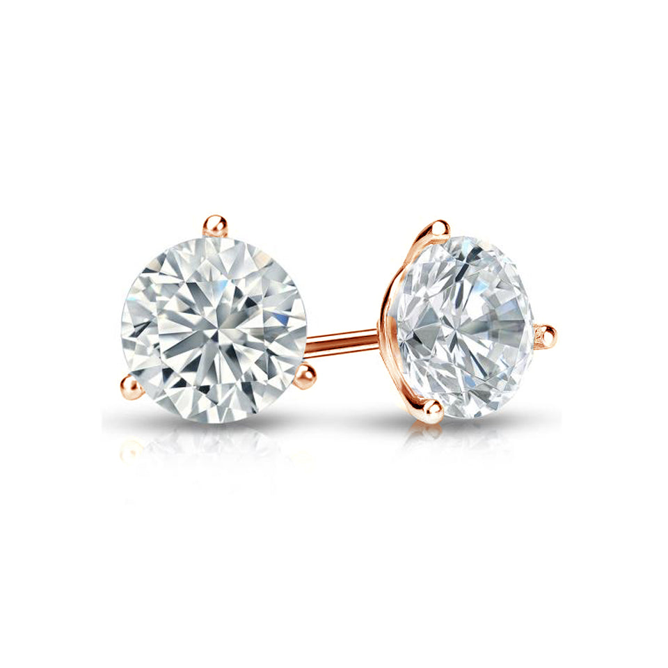 3.00 ctw Round Brilliant Diamond Martini Studs Earrings Set In 14k White Gold