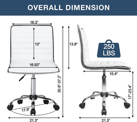 Dimension Bossin Mid-Back Adjustable Office Chair, Armless Swivel Task Chair OF05