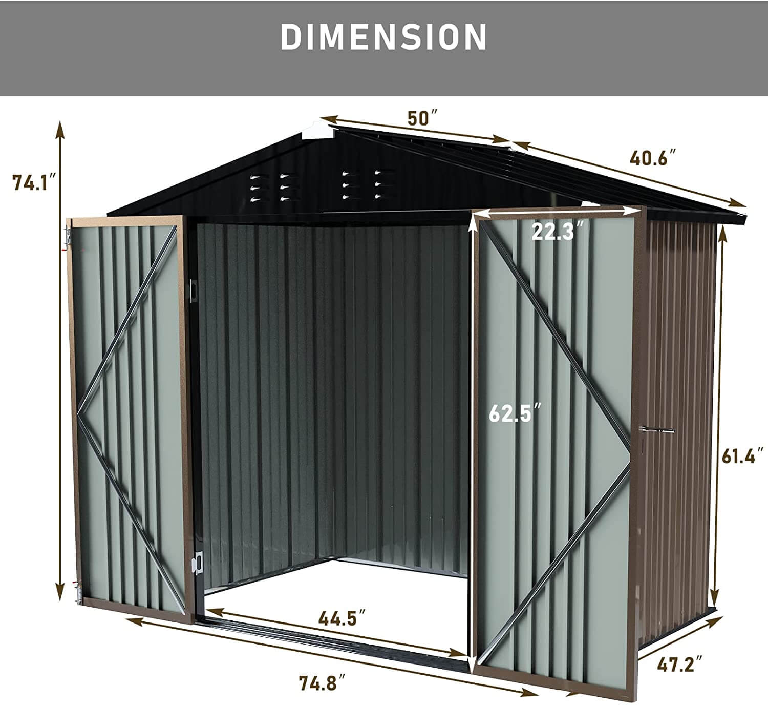 LEMBERI Outdoor Storage Metal Shed House with Single Lockable Door