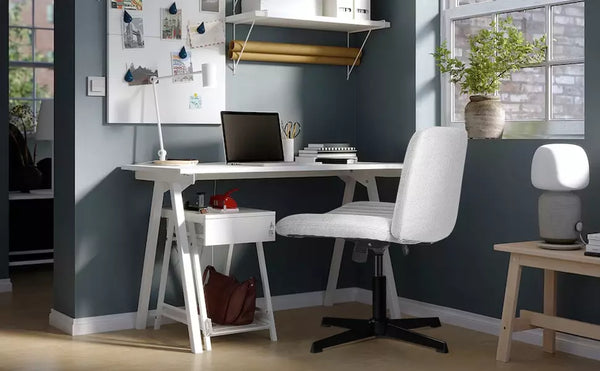 PUKAMI Armless Swivel Office Chair, Height Adjustable Wide Seat Vanity Chair OF06