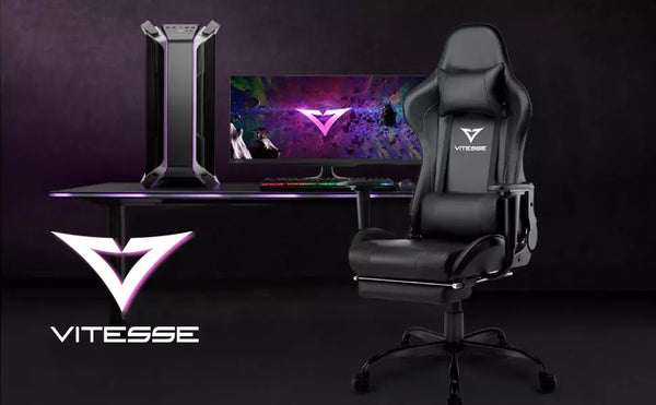 Vitesse Racing Style High Back Leather Gaming Chair with Footrest VGC03