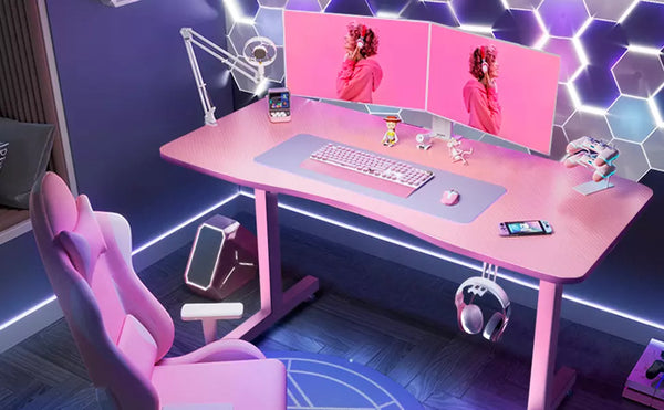 Vitesse 40" Cute Pink T-Shaped Small Gaming Desk