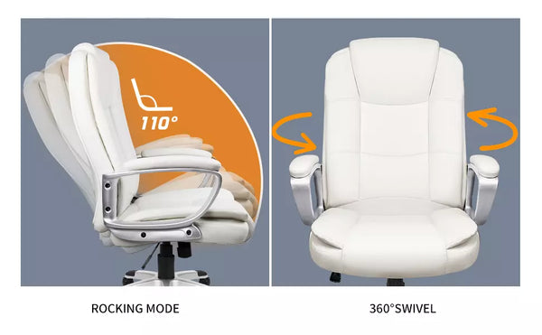 OFIKA High Back Heavy Duty Executive Office PC Chair, 400LBS 8Hours, White OFC03