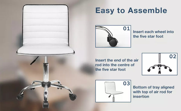 Bossin Mid-Back Adjustable Office Chair, Armless Swivel Task Chair OF05