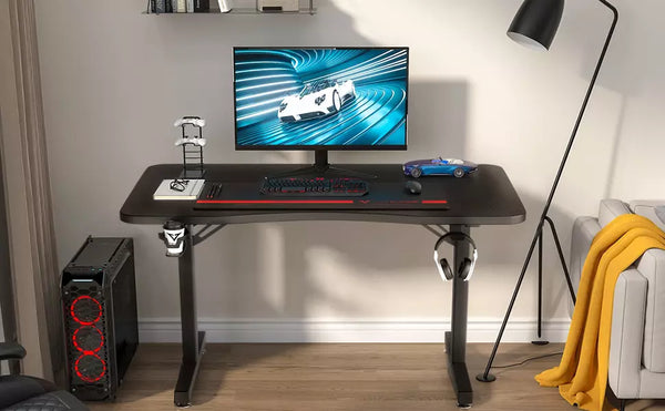 Vitesse 40 inch T-Shaped Small Gaming Desk, Black gaming desk with Free Mat TD06