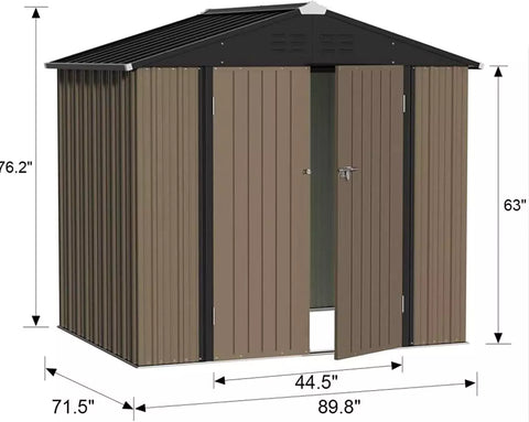 Dimension of LEMBERI Outdoor Storage Metal Shed House with Single Lockable Door 6' * 8'