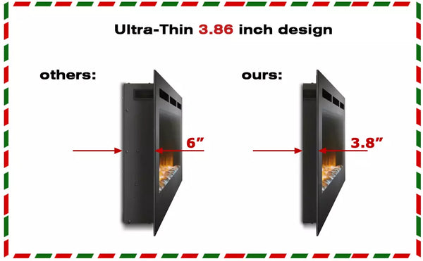 Vitesse 50 inch Wall Mounted & Recessed Electric Fireplace VFP03, 750W-1500W