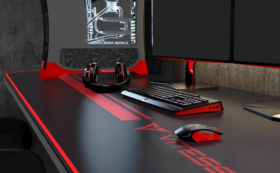 Vitesse T-Shaped Esport Gaming Desk, Ergonomic Office PC Computer Table TD01
