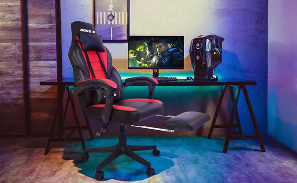 BOSSIN Heavy Duty PC Gaming Chair with Footrest, Design for Big Guy BGC01