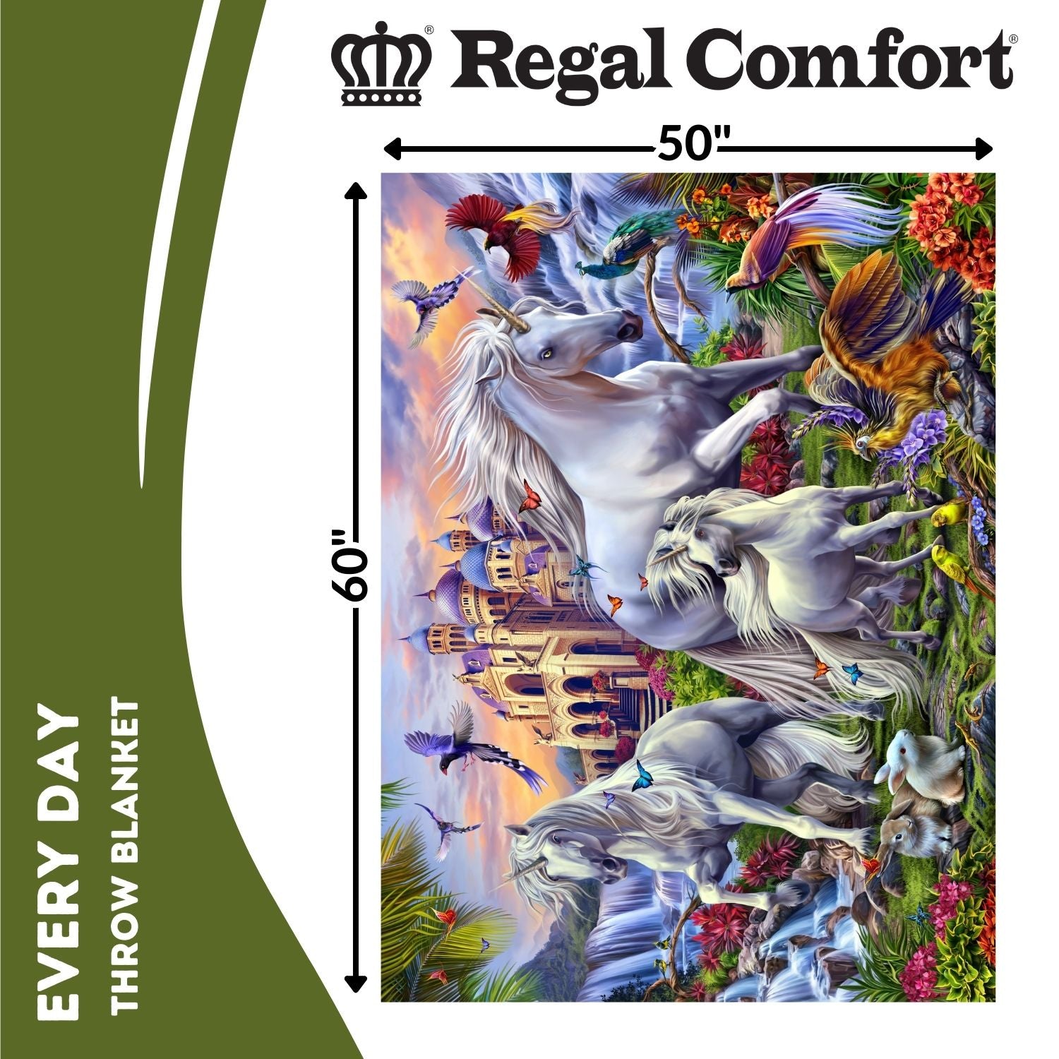 Regal Comfort - Unicorn Fantasy - Plush Decorative Throw Blanket 50