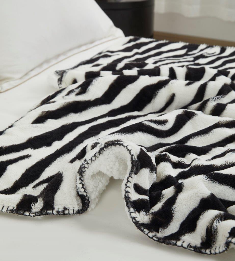 Regal Comfort - Zebra - Faux Fur Plush Throw Blanket 50