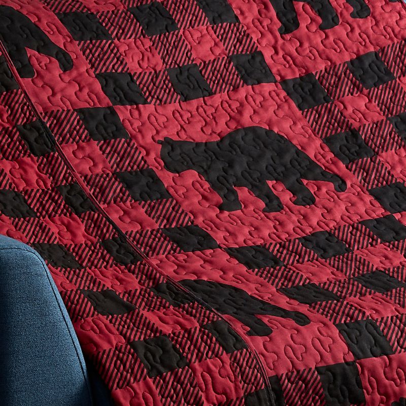 Virah Bella - Buffalo Bear Plaid Red - Lightweight Quilted Throw Blanket 50