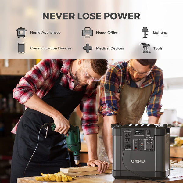OKMO 2000W portable power station provides high capacity up to 2220wh 600000mAh