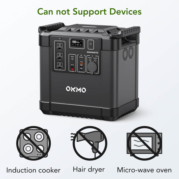 OKMO 2000W portable power station provides high capacity up to 2220wh 600000mAh