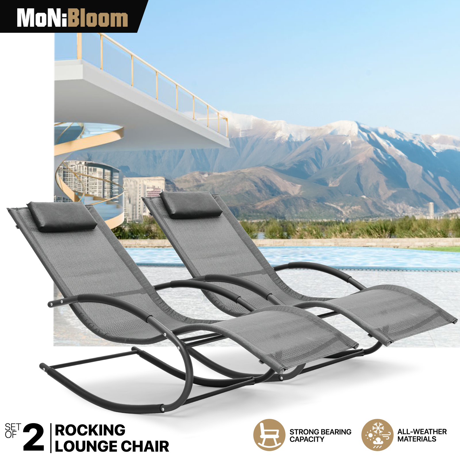 Set of 2 Rocking Lounge Chair - Zero Gravity Chair